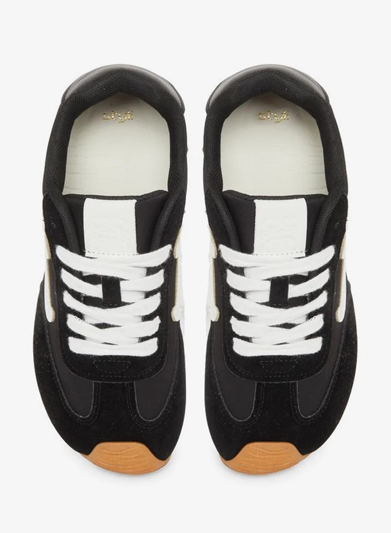 Styli Active Suede Look Logo Detail Lace Up Sneakers