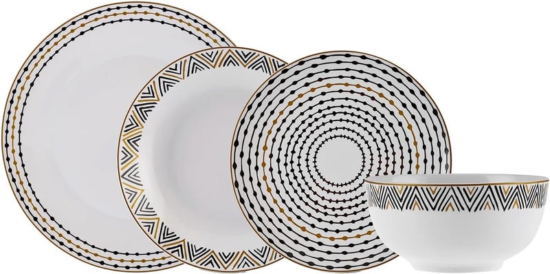 Karaca Kara Porcelain Dinnerware Set for 6-Person 24-Pieces, Multicolor - Image 1