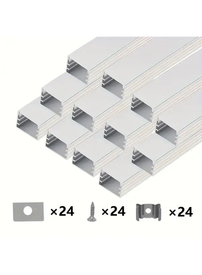 قناة ألمنيوم سوداء LED بطول 100 سم مع غطاء ناشر أبيض - Image 1