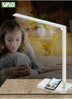 فاو دو مصباح مكتبي LED مع منفذ شحن USB قابل للتحكم باللمس ، مصباح مكتبي منزلي ، مصباح طاولة قراءة مشرق ، 3 ألوان ، ضوء عين حديث ، ضوء طبيعي ، مهمة أبيض  - Image 5