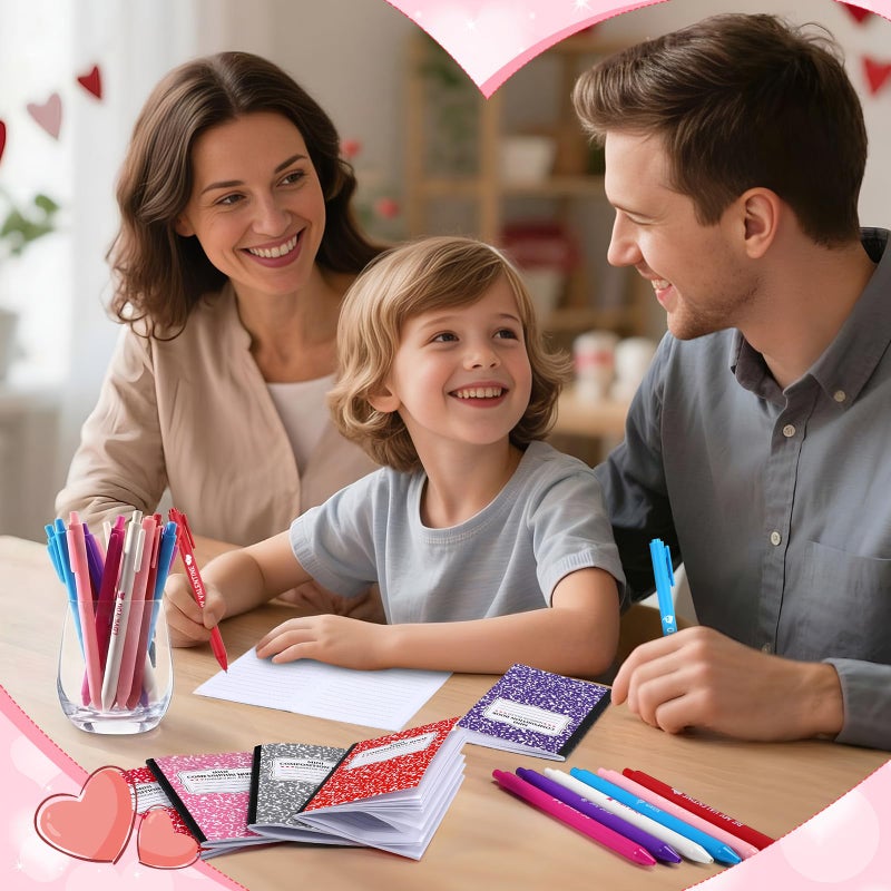 Pajean 96 Pcs Valentine's Day Stationery Set 24 Valentine's Day Notebooks with 24 Pens 24 Cards 24 Gifts Bags for Home Valentines Exchange Gifts School Classroom Office Party Favors Supplies - Image 5