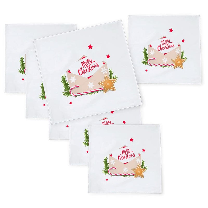 Khakee 6 Pcs Christmas Theme Silk Table Napkins 10x 10 for Xmas Decoration Christmas OrnamentsChristmas Giftxmas21219 - Image 1