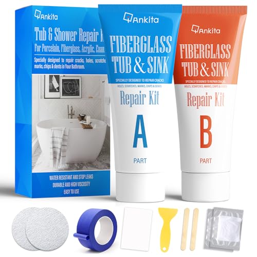 Ankita Tub Repair Kit White, Tub Chip and Bathtub Repair Kit for Enamel, Fiberglass, Acrylic, Porcelain, Patch and Repairs Chips, Crack, Scratches, Rust, Holes on Tubs, Toilet, Sink, Shower, Tray in Bathroom - Image 1