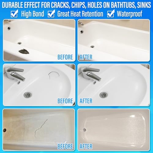 Ankita Tub Repair Kit White, Tub Chip and Bathtub Repair Kit for Enamel, Fiberglass, Acrylic, Porcelain, Patch and Repairs Chips, Crack, Scratches, Rust, Holes on Tubs, Toilet, Sink, Shower, Tray in Bathroom - Image 4