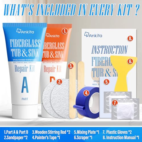 Ankita Tub Repair Kit White, Tub Chip and Bathtub Repair Kit for Enamel, Fiberglass, Acrylic, Porcelain, Patch and Repairs Chips, Crack, Scratches, Rust, Holes on Tubs, Toilet, Sink, Shower, Tray in Bathroom - Image 2