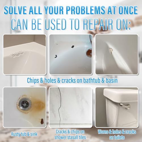 Ankita Tub Repair Kit White, Tub Chip and Bathtub Repair Kit for Enamel, Fiberglass, Acrylic, Porcelain, Patch and Repairs Chips, Crack, Scratches, Rust, Holes on Tubs, Toilet, Sink, Shower, Tray in Bathroom - Image 3
