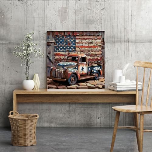 CHWGLFGG Vintage Truck Paint by Numbers Kit for Adults On CanvasDIY Easy Adult Paint by Number Kits American FlagPaint by Color Acrylic Paint Painting Home Wall Decor 16x16inch Without Frame - Image 3