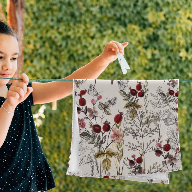 HATESAH 2 Pack Vintage Floral Leaves Hand Towels for Bathroom,Soft Absorbent Spring Burgundy Red Wildflower Butterfly Decorative Guest Face Bathroom Towels,Quick Dry Farmhouse Kitchen Towels 14"x28" - Image 4