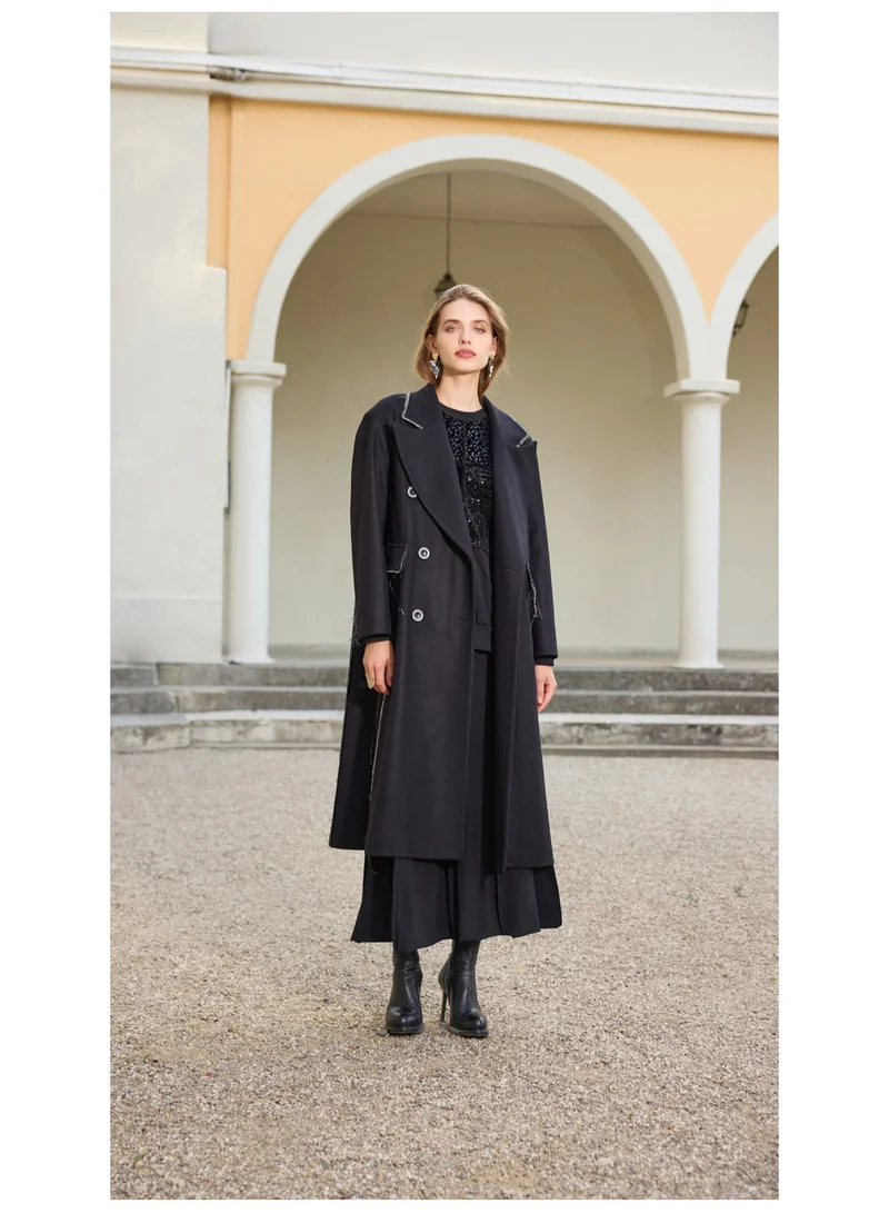 MissWhence Double-breasted Overcoat - Black