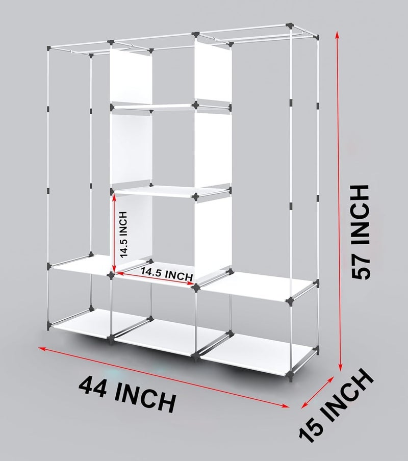 Whitecloud TRANSFORMING HOMES Whitecloud TRANSFORMING HOMES Printed Collapsible Wardrobe Almira for Clothes 2 Hanging Space 8 Shelves 1 Side Pocket NonWoven Fabric 100 GSM 30003 Peacock Blue  - Image 4
