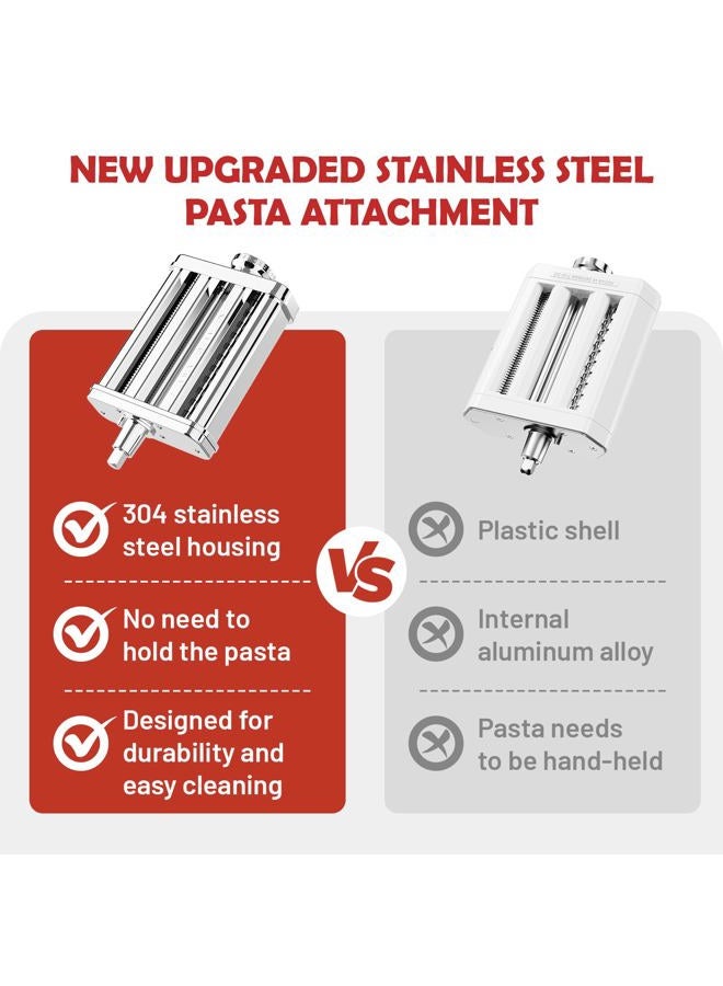 FOCOllK 3-in-1 Pasta Attachment for KitchenAid Stand Mixer - Stainless Steel Pasta Maker includes Roller, Spaghetti & Fettuccine Cutters | Professional Pasta Accessories for Homemade Noodles & Italian Cuisine - Image 4