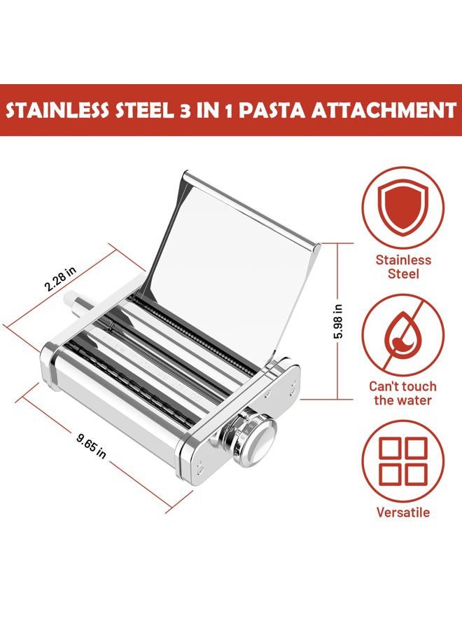 FOCOllK 3-in-1 Pasta Attachment for KitchenAid Stand Mixer - Stainless Steel Pasta Maker includes Roller, Spaghetti & Fettuccine Cutters | Professional Pasta Accessories for Homemade Noodles & Italian Cuisine - Image 2