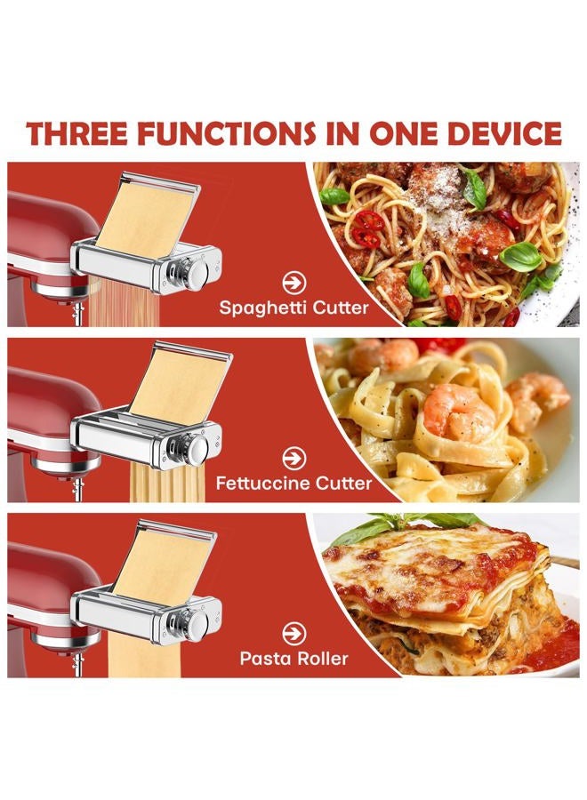 FOCOllK 3-in-1 Pasta Attachment for KitchenAid Stand Mixer - Stainless Steel Pasta Maker includes Roller, Spaghetti & Fettuccine Cutters | Professional Pasta Accessories for Homemade Noodles & Italian Cuisine - Image 5
