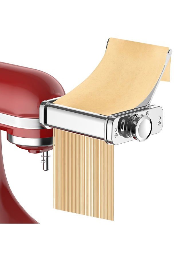FOCOllK 3-in-1 Pasta Attachment for KitchenAid Stand Mixer - Stainless Steel Pasta Maker includes Roller, Spaghetti & Fettuccine Cutters | Professional Pasta Accessories for Homemade Noodles & Italian Cuisine - Image 1
