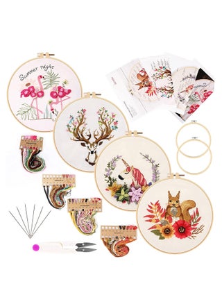 Embroidery Starters Kit with Pattern for Beginners, 4 Pack Cross Stitch Kits, 2 Wooden Hoops, Scissors, Needles and Color Threads, Needlepoint Adults - pzsku/ZD5B56A4D6B0411F4F0CEZ/45/_/1656930743/689b836a-6e51-4231-9c74-ee7ff19b5fbb