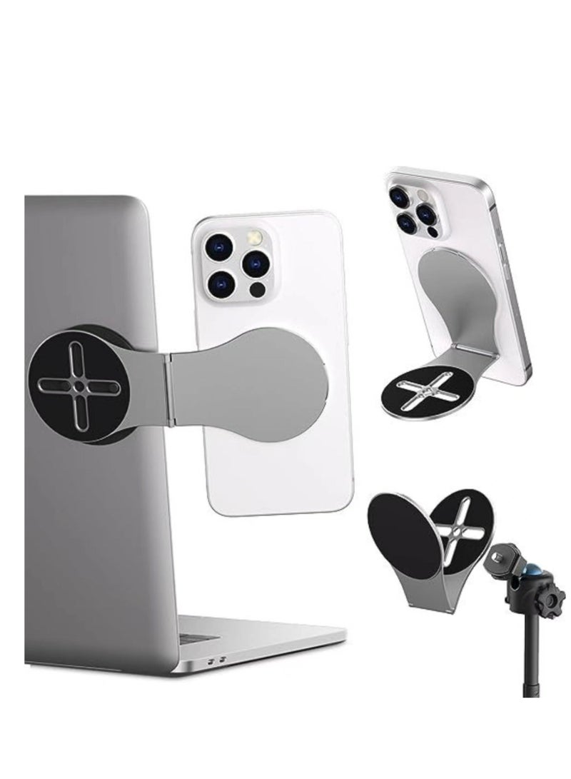 Captaintech Laptop Phone Mount, 360° Rotatable Car Tripod Phone Holder Stand, Detachable Magnetic Phone Holder for Laptop, Foldable Desktop Monitor Side Phone Mount, Hands Free Foldable Ultra-Thin - Image 1