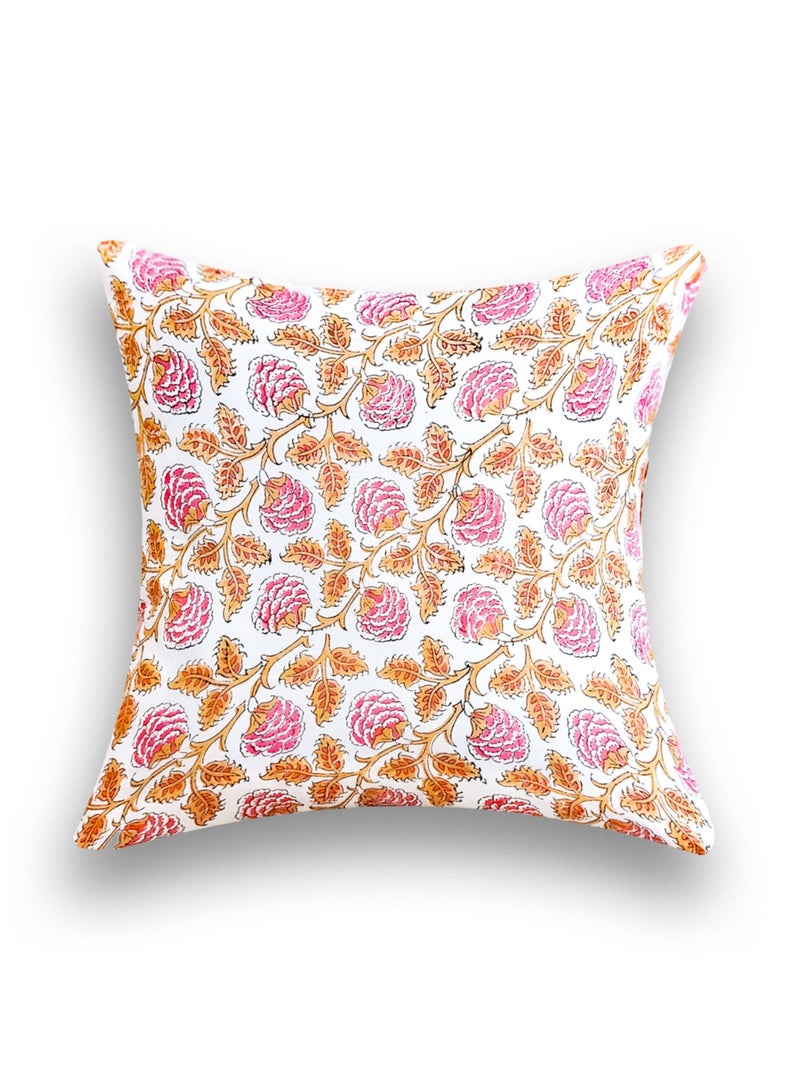 أوجريا غطاء وسادة من القطن العضوي Pink Iris مطبوع يدويًا 65 سم X 65 سم - Image 3