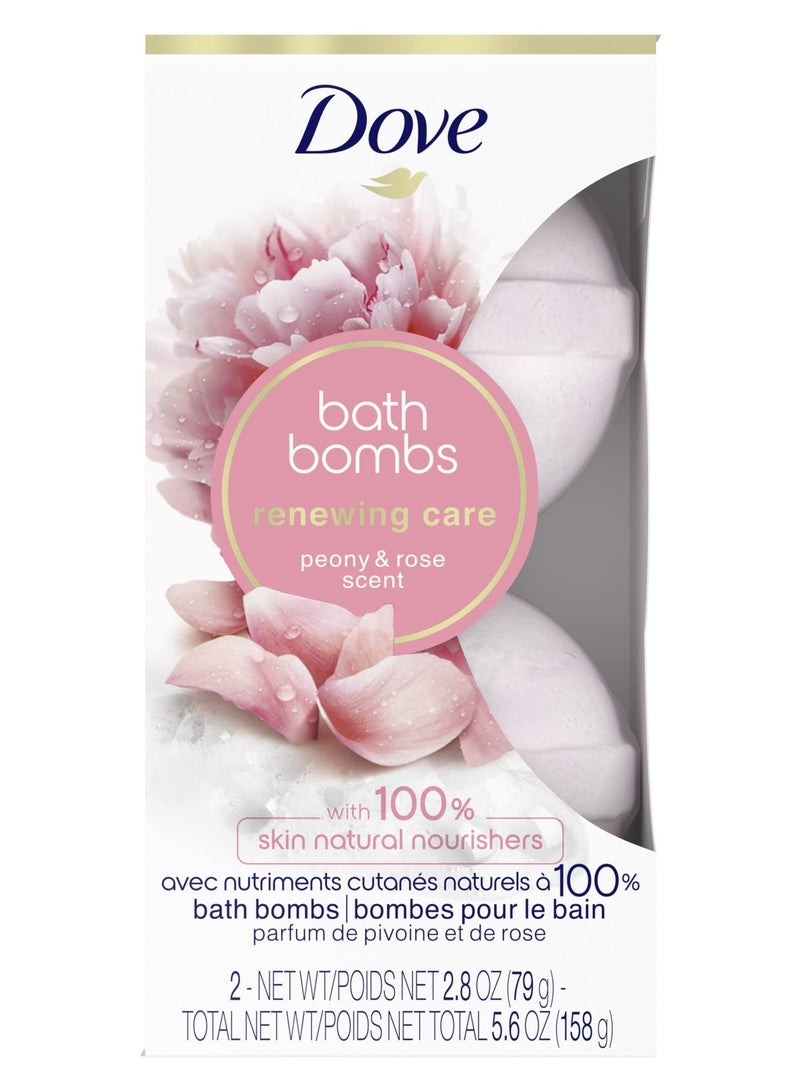 دوف قنابل الاستحمام Dove Nourishing Secrets لإنعاش وتجديد البشرة برائحة الفاوانيا والورد، 79 جرام، عبوتان - Image 1