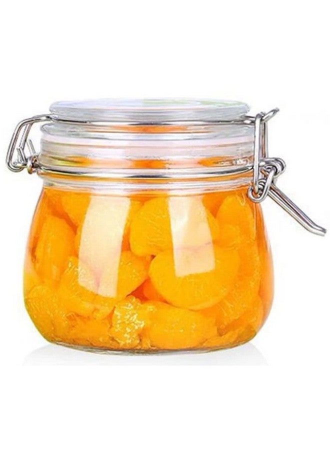 OLWICK أوعية تخزين زجاجية محكمة الإغلاق من أولويك 2 قطعة مع غطاء مشبك فولاذي وختم سيليكون/جرار زجاجية/أوعية تخزين المطبخ/وعاء بسكويت (مدور، 500 مل) - شفاف - Image 2