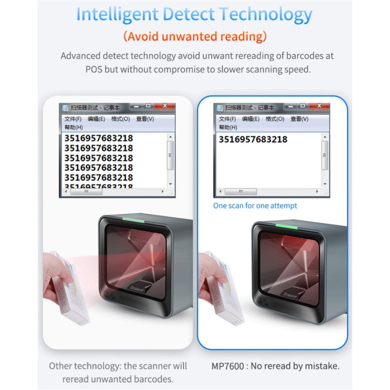 Barcode Scanner: 2D Desktop Scanner - High-speed Precise Scanning With Infrared Detection, Plug-and-play USB, IP52 Durable Design For Retail, Computer, Mobile Label Scanning - Image 4