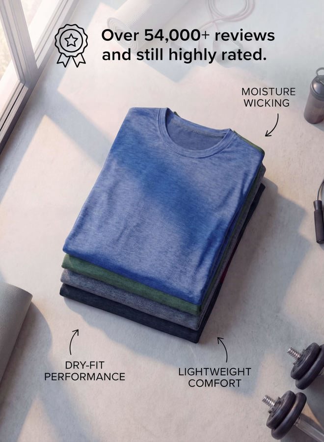 REALESSENTIALS 4 Pack: Men's Dry-Fit Moisture Wicking Performance Long Sleeve T-Shirt, UV Sun Protection Outdoor Active Athletic Crew Top, Set H, 3XL - Image 5