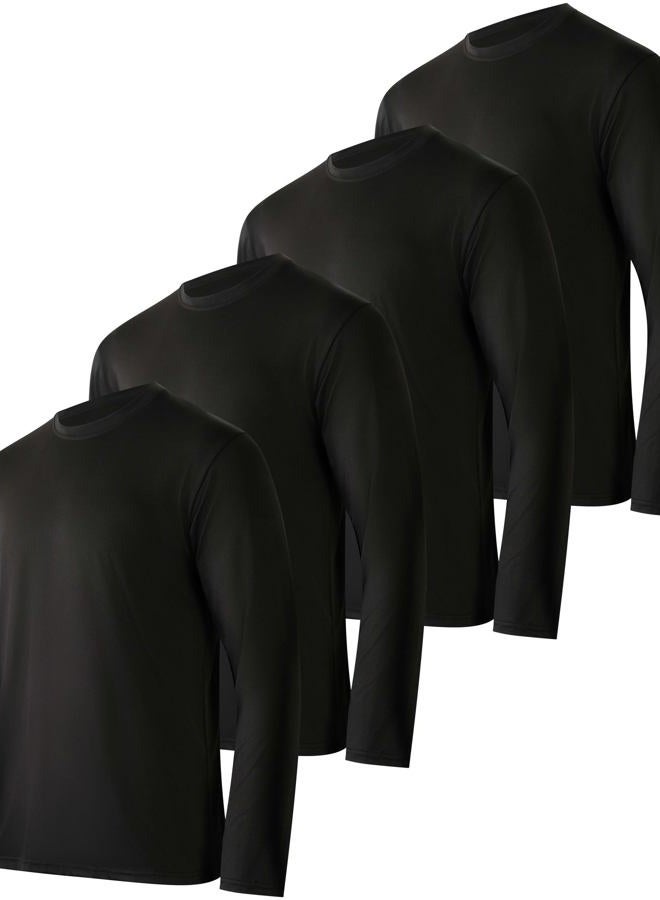 REALESSENTIALS 4 Pack: Men's Dry-Fit Moisture Wicking Performance Long Sleeve T-Shirt, UV Sun Protection Outdoor Active Athletic Crew Top, Set H, 3XL - Image 1
