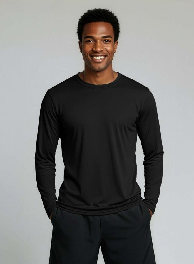 REALESSENTIALS 4 Pack: Men's Dry-Fit Moisture Wicking Performance Long Sleeve T-Shirt, UV Sun Protection Outdoor Active Athletic Crew Top, Set H, 3XL - Image 2