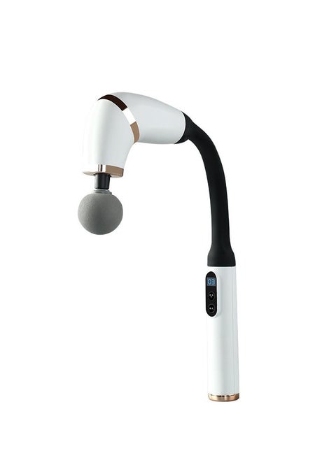 Massager with Extended Handle Revolutionary U-Shaped Back Massager For Pain Relief Deep Tissue Body Massage Hammer For Neck Shoulder Leg Reach Every Muscle with Ease , 6 speed intelligent variable , 4 professional level massage heads - White