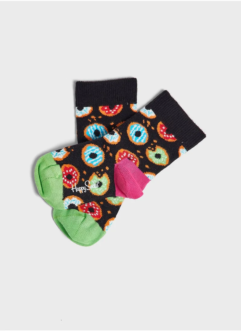 Happy Socks Kids Donut Print Crew Socks