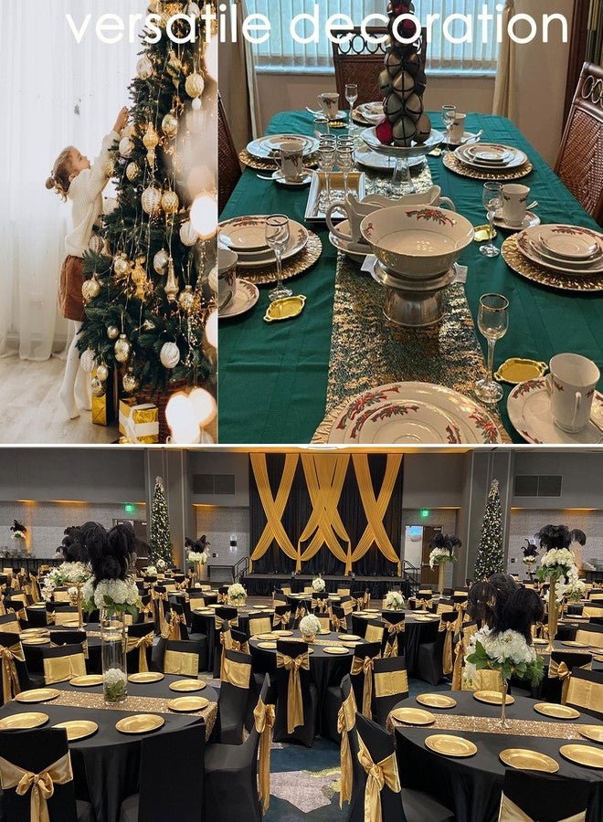 Herda 108" Gold Table Runner - Metallic Gold Tulle Party Decorations 9ft Sparkle Foil Mesh Centerpieces for Birthday, Wedding, Anniversary, Thanksgiving, Christmas,‌ Graduation Party Table Runner - Image 4
