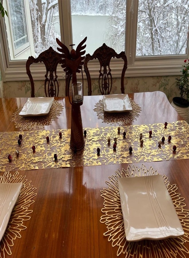 Herda 108" Gold Table Runner - Metallic Gold Tulle Party Decorations 9ft Sparkle Foil Mesh Centerpieces for Birthday, Wedding, Anniversary, Thanksgiving, Christmas,‌ Graduation Party Table Runner - Image 3