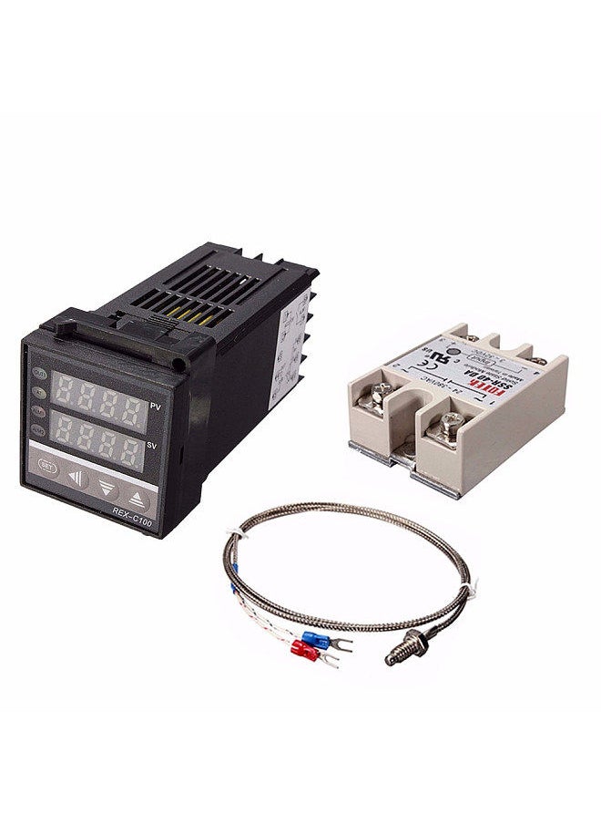 Generic - Digital LCD PID REX-C100 Temperature Controller Set + K Thermocouple + Max.40A SSR - Image 1