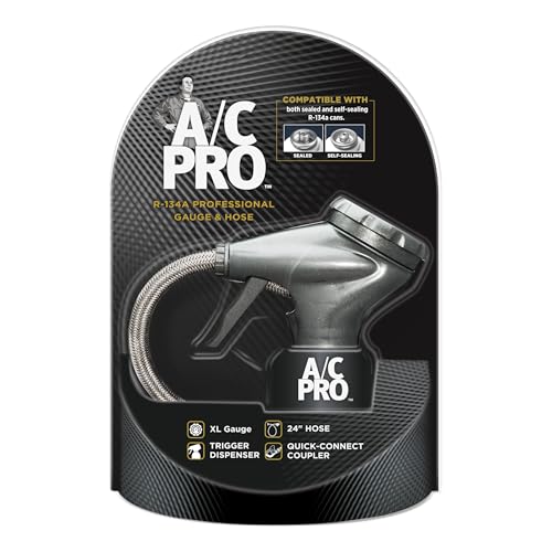 A/C Pro InterDynamics Car Air Conditiioner Gauge and Hose by InterDynamics, A/C Pro Air Conditioner Recharge Gauge and Dispenser for Cars, Trucks, 24 In Hose - Image 1
