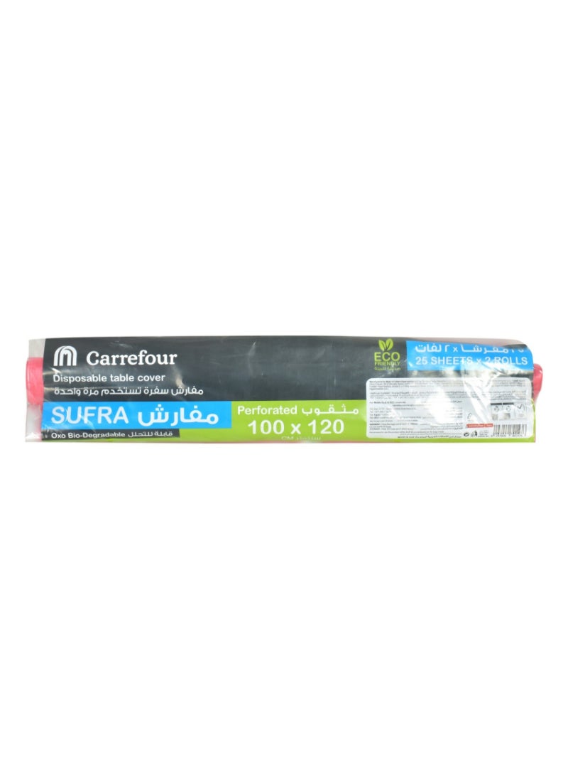 Carrefour Bio Sufra Disposable Table Cover Roll Pink 25 Sheets 1 Rolls 
