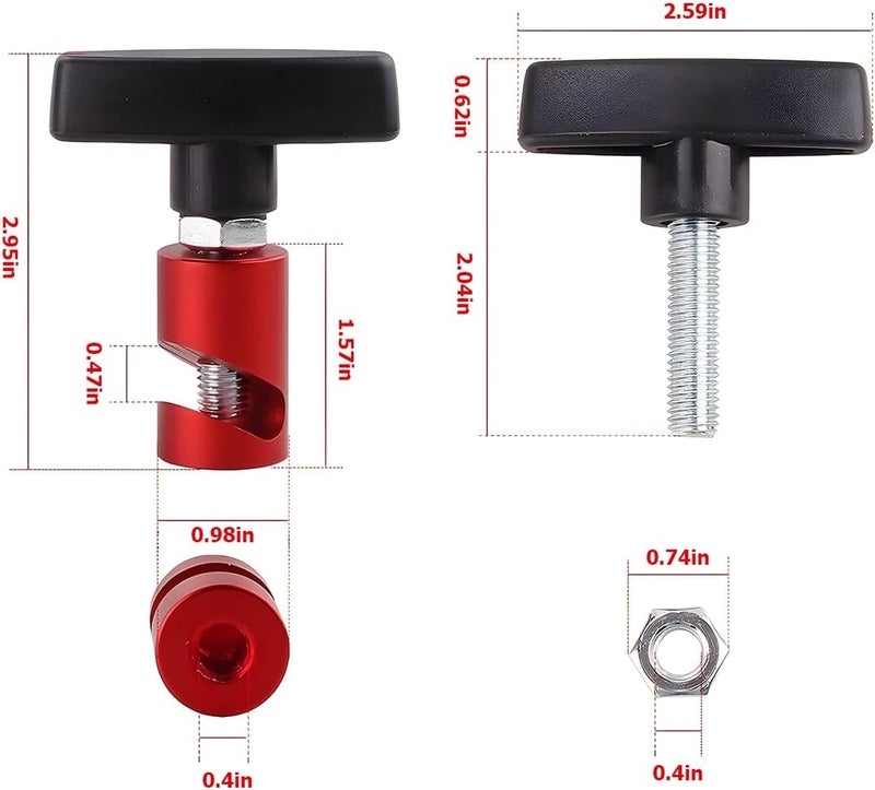 zipelo Lift Support Clamp, Hood Strut Fixing Clamps with Brass Core, Shock Prop Strut Stopper Retainer for Car Hood, Spark Plug Gap Gauge Tool, Universal Automotive Accessories (Red) - Image 2