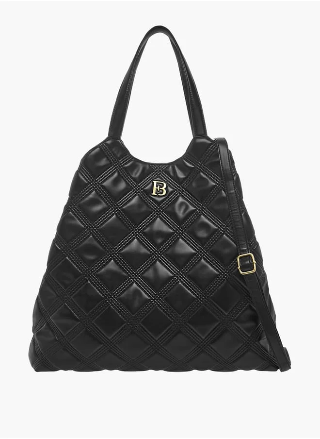 Flora Bella By Shoexpress Women Quilted Tote Bag with Detachable Strap and Snap Button Closure