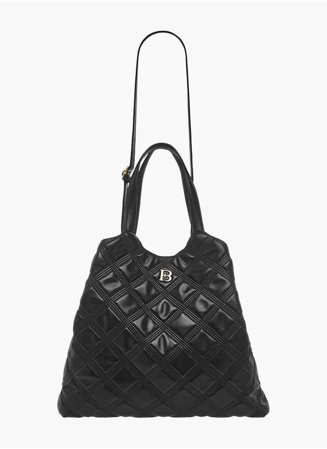 Flora Bella By Shoexpress Women Quilted Tote Bag with Detachable Strap and Snap Button Closure