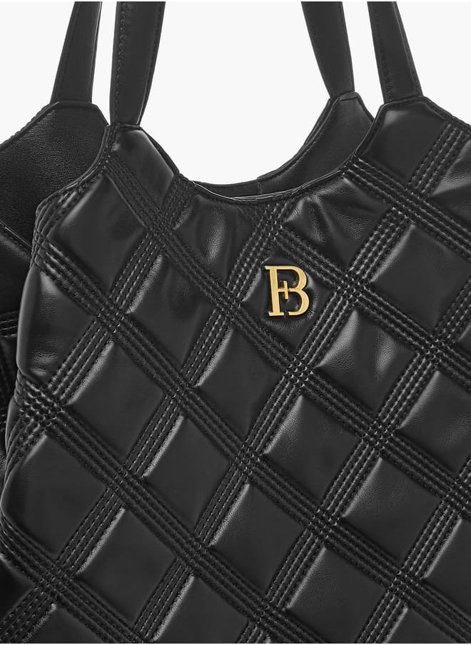 Flora Bella By Shoexpress Women Quilted Tote Bag with Detachable Strap and Snap Button Closure  - Image 5