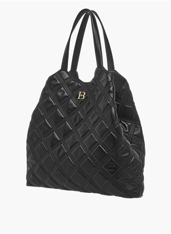 Flora Bella By Shoexpress Women Quilted Tote Bag with Detachable Strap and Snap Button Closure  - Image 3
