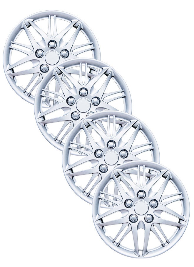 EMTC Pack of 4 EM-3130 Taiwan Wheel Cover | 16" Inch | Silver Universal Nested Style  - Image 1