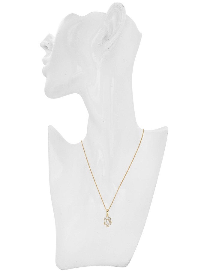 Memoir Gold plated CZ studded flower shaped stylish Fashion pendant Women Girls - Image 5