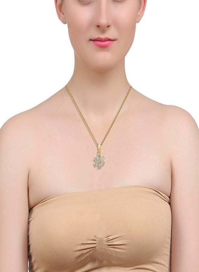 Memoir Gold plated CZ studded flower shaped stylish Fashion pendant Women Girls - Image 4