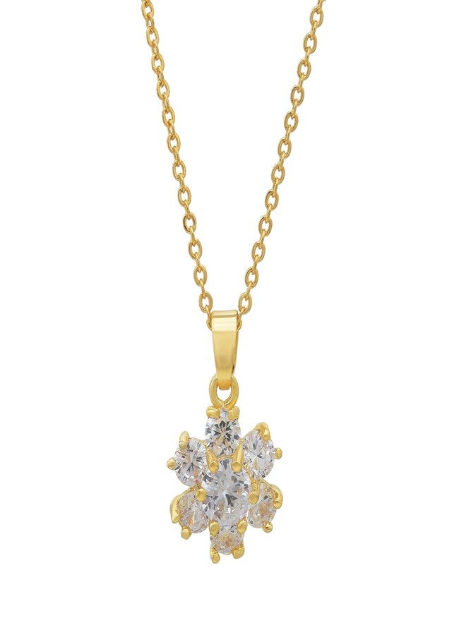 Memoir Gold plated CZ studded flower shaped stylish Fashion pendant Women Girls - Image 2