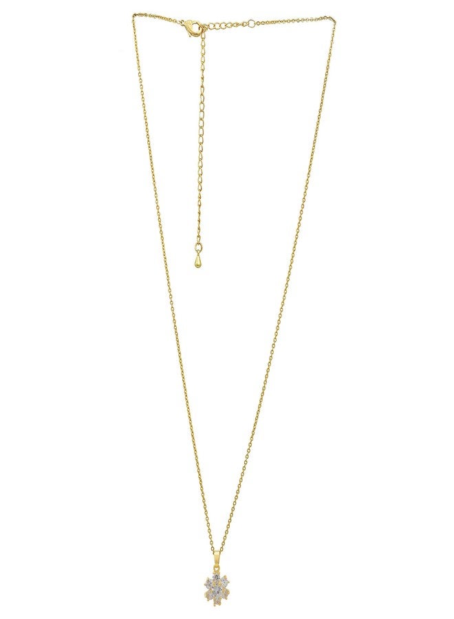 Memoir Gold plated CZ studded flower shaped stylish Fashion pendant Women Girls - Image 3