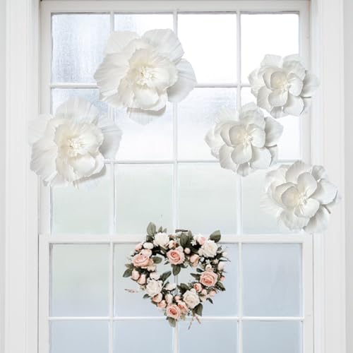 ANSOMO White Paper Flowers Artificial 3D Wall Décor Wedding Birthday Bridal Baby Shower Nursery Room Backdrop Table Centerpieces Party Decorations Supplies - Image 4