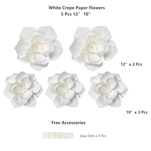 ANSOMO White Paper Flowers Artificial 3D Wall Décor Wedding Birthday Bridal Baby Shower Nursery Room Backdrop Table Centerpieces Party Decorations Supplies - Image 2