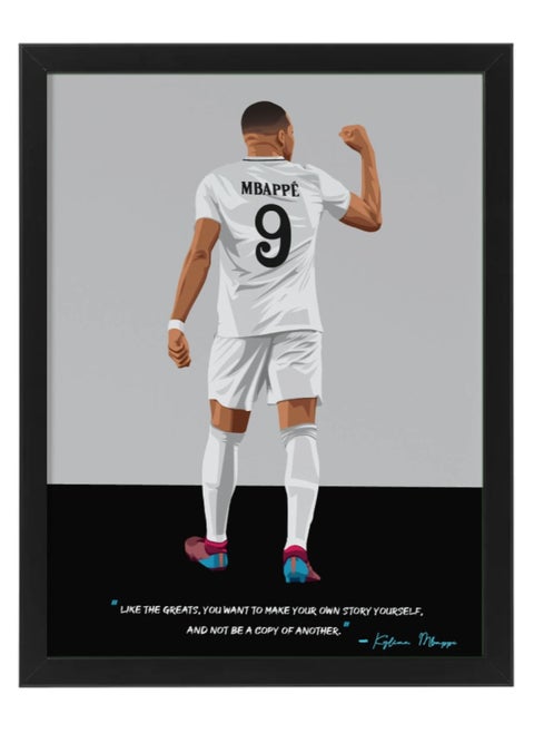 Mbappe Real Madrid Framed Poster 50x40cm - Football Memorabilia, Wall Art, Soccer Collectible, Gift for Fans
