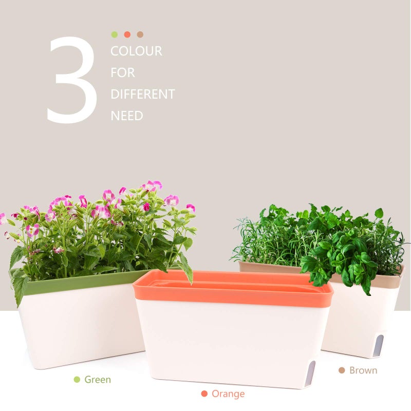 OurWarm Windowsill Herb Planter Box, Set of 3 Self Watering Plant Pots, 10.5 Inch Rectangular Planter Pot, Decorative Garden Flower Pots for Indoor Plants, Herbs, Vegetables, Flowers (3 Colors) - Image 4