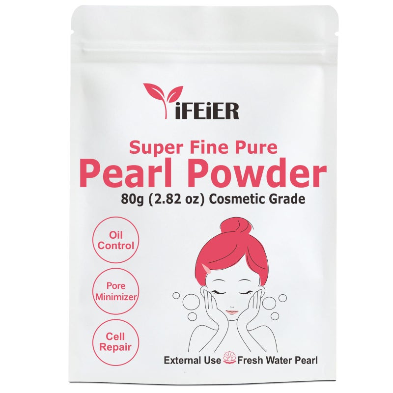 بودرة اللؤلؤ النقي من iFEiER للمستحضرات الجلدية ومستحضرات التجميل المنزلية درجة 80غ282أونصة بودرة لؤلؤ فائقة النعومة لصنع المستحضرات والكريمات والسيروم وقناع الوجه طبيعي وعضوي