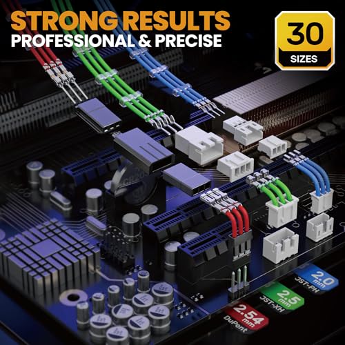 SOMELINE Crimp Tool Connector Kit, JST-PH 2.0mm/JST-XH 2.5mm/Du Pont 2.54mm Connector Set, 30 Types of Connectors, 32-20 AWG Ratcheting Crimper for Du pont,JST Series,KF2510,Molex,TE Series - Image 3